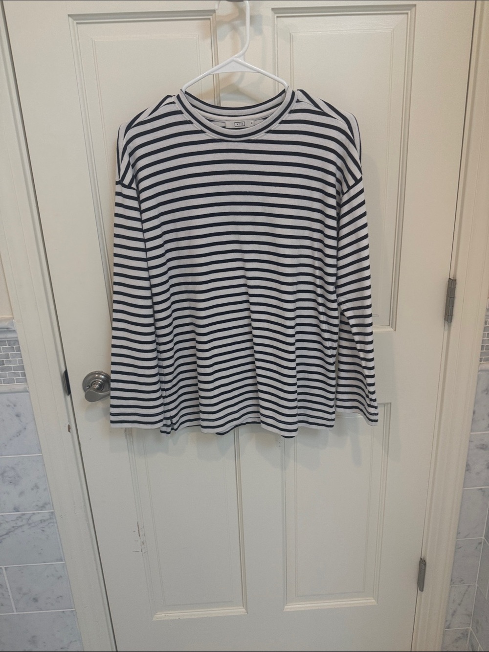 AYR Navy & White Striped Crew Tee